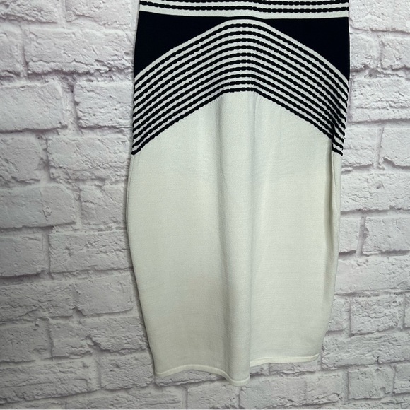 Ministry Of Style White and Black Color Block Knit Bodycon Dress - Picture 8 of 13